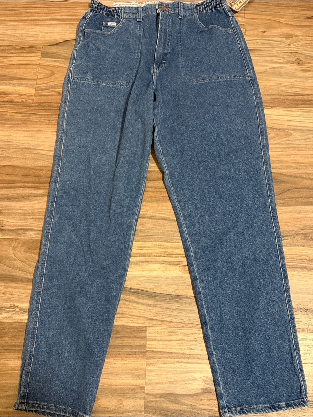 Lee At the Waist Denim Jeans Women Sz. 14 Pepper Stone Side Elastic NWT